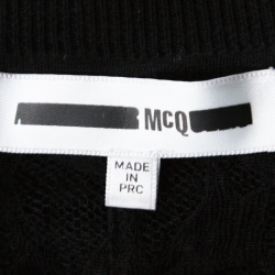 McQ by Alexander McQueen Black Wool & Lace Side Zip Detail Top S
