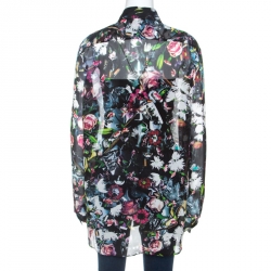 Pre Owned McQ by Alexander McQueen Multicolor Floral Print Silk Sheer Shirt L