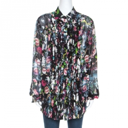 Pre Owned McQ by Alexander McQueen Multicolor Floral Print Silk Sheer Shirt L