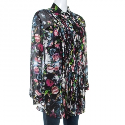 Pre Owned McQ by Alexander McQueen Multicolor Floral Print Silk Sheer Shirt L
