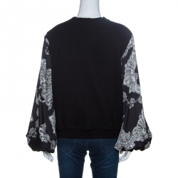 Pre Owned McQ by Alexander McQueen Black Phoenix Paisley Print Jumper M