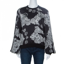Pre Owned McQ by Alexander McQueen Black Phoenix Paisley Print Jumper M
