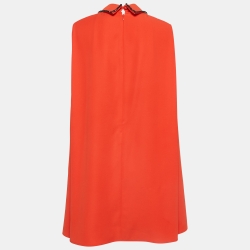 Pre Owned McQ by Alexander McQueen Orange Embellished Collar Cady Flared Dress M