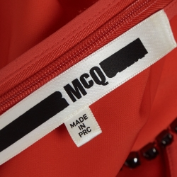 Pre Owned McQ by Alexander McQueen Orange Embellished Collar Cady Flared Dress M