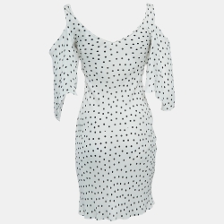 Pre Owned McQ by Alexander McQueen White Polka Dot Print Chiffon Short Dress S