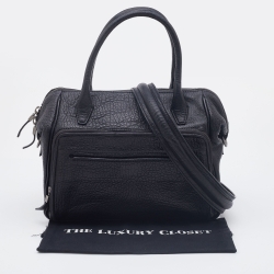 Pre Owned McQ by Alexander McQueen Black Textured Leather Satchel