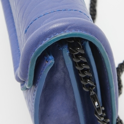 Pre Owned McQ by Alexander McQueen Blue Pebbled Leather Simple Fold Shoulder Bag