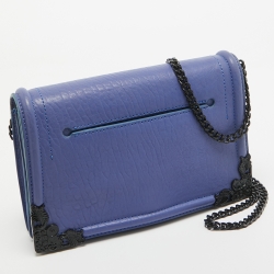 Pre Owned McQ by Alexander McQueen Blue Pebbled Leather Simple Fold Shoulder Bag