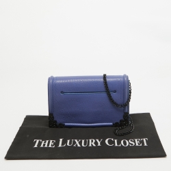 Pre Owned McQ by Alexander McQueen Blue Pebbled Leather Simple Fold Shoulder Bag