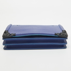 Pre Owned McQ by Alexander McQueen Blue Pebbled Leather Simple Fold Shoulder Bag