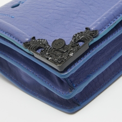 Pre Owned McQ by Alexander McQueen Blue Pebbled Leather Simple Fold Shoulder Bag