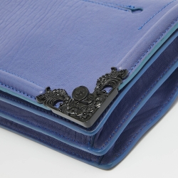 Pre Owned McQ by Alexander McQueen Blue Pebbled Leather Simple Fold Shoulder Bag