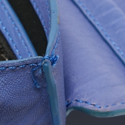 Pre Owned McQ by Alexander McQueen Blue Pebbled Leather Simple Fold Shoulder Bag