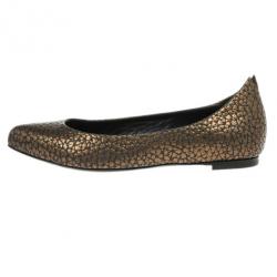مملوكة مسبقًا McQ by Alexander McQueen Bronze Embossed Ballet Flats Size 37