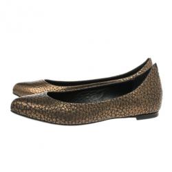 مملوكة مسبقًا McQ by Alexander McQueen Bronze Embossed Ballet Flats Size 37