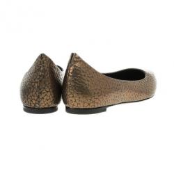 مملوكة مسبقًا McQ by Alexander McQueen Bronze Embossed Ballet Flats Size 37