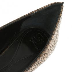 مملوكة مسبقًا McQ by Alexander McQueen Bronze Embossed Ballet Flats Size 37