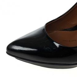 Pre Owned McQ by Alexander McQueen Black Patent Studded Pointed Toe Pumps Size 41