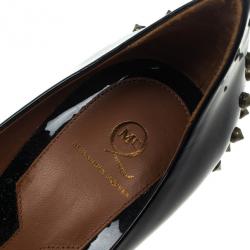 Pre Owned McQ by Alexander McQueen Black Patent Studded Pointed Toe Pumps Size 41