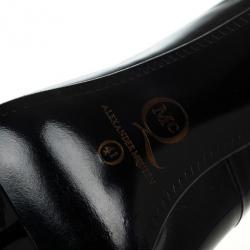 Pre Owned McQ by Alexander McQueen Black Patent Studded Pointed Toe Pumps Size 41