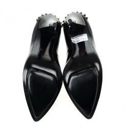 Pre Owned McQ by Alexander McQueen Black Patent Studded Pointed Toe Pumps Size 41