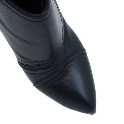 Pre Owned McQ by Alexander McQueen Black Leather Ankle Boots Size 38