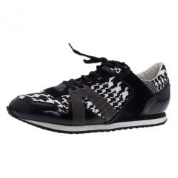 Pre Owned McQ by Alexander McQueen Houndstooth Canvas and Leather Sneakers Size 41