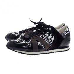 مملوكة مسبقًا McQ by Alexander McQueen Houndstooth Canvas and Leather Sneakers Size 41