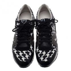 مملوكة مسبقًا McQ by Alexander McQueen Houndstooth Canvas and Leather Sneakers Size 41