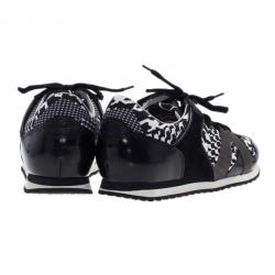 مملوكة مسبقًا McQ by Alexander McQueen Houndstooth Canvas and Leather Sneakers Size 41