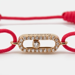 Messika Move Uno Pink Cord Diamond 18k Rose Gold Bracelet