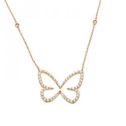 Pre Owned Messika Butterfly Ajouré Diamond & 18k Rose Gold Pendant Necklace