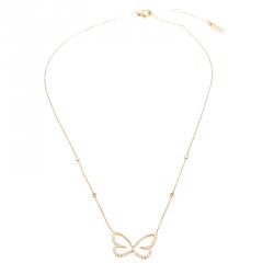 Pre Owned Messika Butterfly Ajouré Diamond & 18k Rose Gold Pendant Necklace
