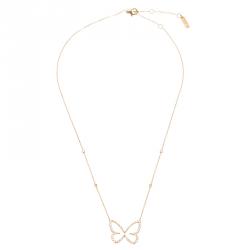 Pre Owned Messika Butterfly Ajouré Diamond & 18k Rose Gold Pendant Necklace