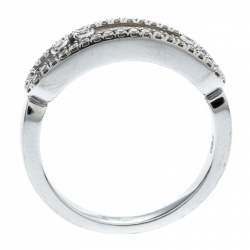 Pre Owned Messika Baby Move Pave Diamond 18K White Gold Ring Size 52.5