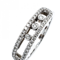 Pre Owned Messika Baby Move Pave Diamond 18K White Gold Ring Size 52.5