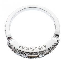 Pre Owned Messika Baby Move Pave Diamond 18K White Gold Ring Size 52.5