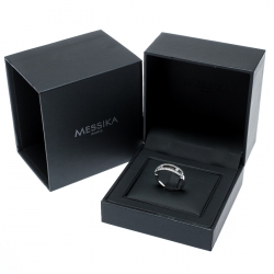 Pre Owned Messika Baby Move Pave Diamond 18K White Gold Ring Size 52.5