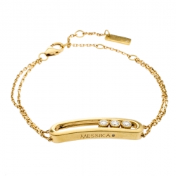 Messika Move Classique Diamond 18k Yellow Gold Double Chain Bracelet