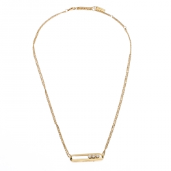Messika Move Diamond 18K Yellow Gold Double Chain Necklace