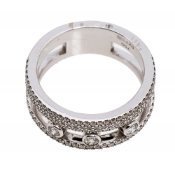 Messika Move Romane Pave Diamond 18K White Gold Band Ring Size 52