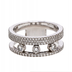 Messika Move Romane Pave Diamond 18K White Gold Band Ring Size 52