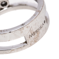 Messika Move Romane Pave Diamond 18K White Gold Band Ring Size 52