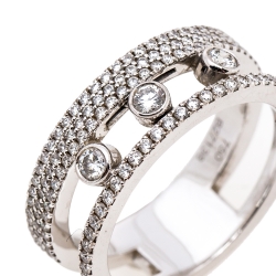 Messika Move Romane Pave Diamond 18K White Gold Band Ring Size 52