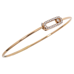 Messika Move Uno Diamond 18K Rose Gold Thin Bangle Bracelet S
