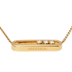 Pre Owned Messika Baby Move Diamond 18K Yellow Gold Pendant Necklace