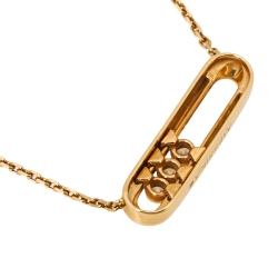Pre Owned Messika Baby Move Diamond 18K Yellow Gold Pendant Necklace