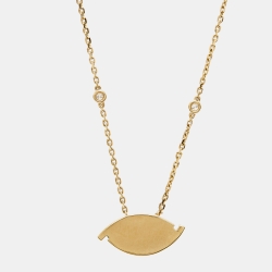 Pre Owned Messika Lucky Eye Malachite Diamond 18K Yellow Gold Necklace