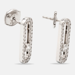 Messika Move Uno Pave Diamond 18K White Gold Earrings