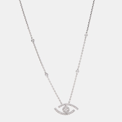 Pre Owned Messika Lucky Eye Pave Diamond 18k White Gold Necklace